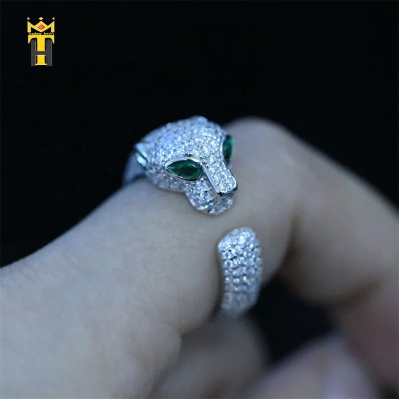 Factory wholesale men women gold plated hip hop iced out animal head punk ring