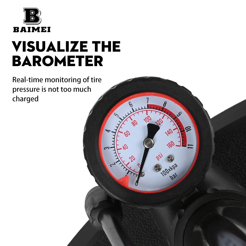 BM 160 PSI With Pressure Gauge Bicycle pump manual pneumatic tire bike bicycle floor pump inflator