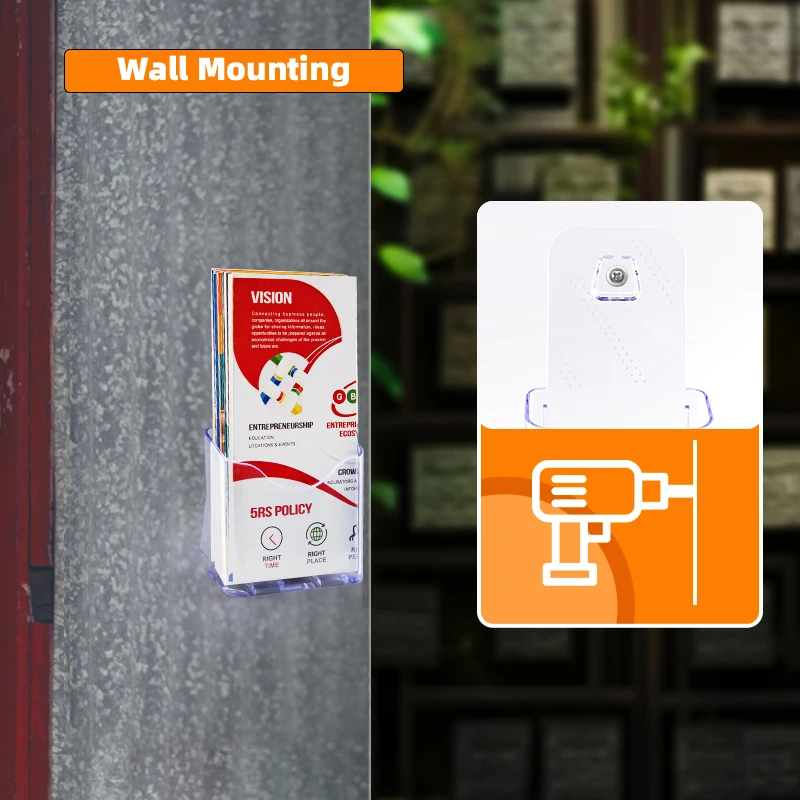Wall Mounted Brochure Holder Desktop Acrylic Literature Stand Custom Magazine Display Stand