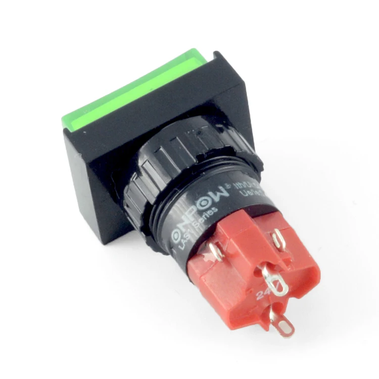 ONPOW 16mm illuminated momentary square push button switch(LAS1F-11/G/12V) (Dia. 16mm)(CE,CCC,ROHS,REECH)