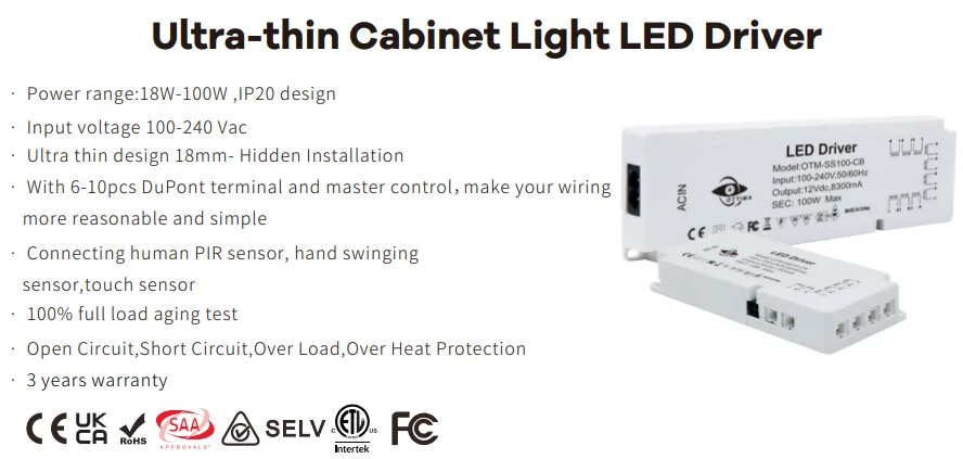Светодиодный источник питания для освещения DC12V 24V 24W 36W 60W 100W Шкаф светодиодный трансформатор Импульсный светодиодные полосы драйверы