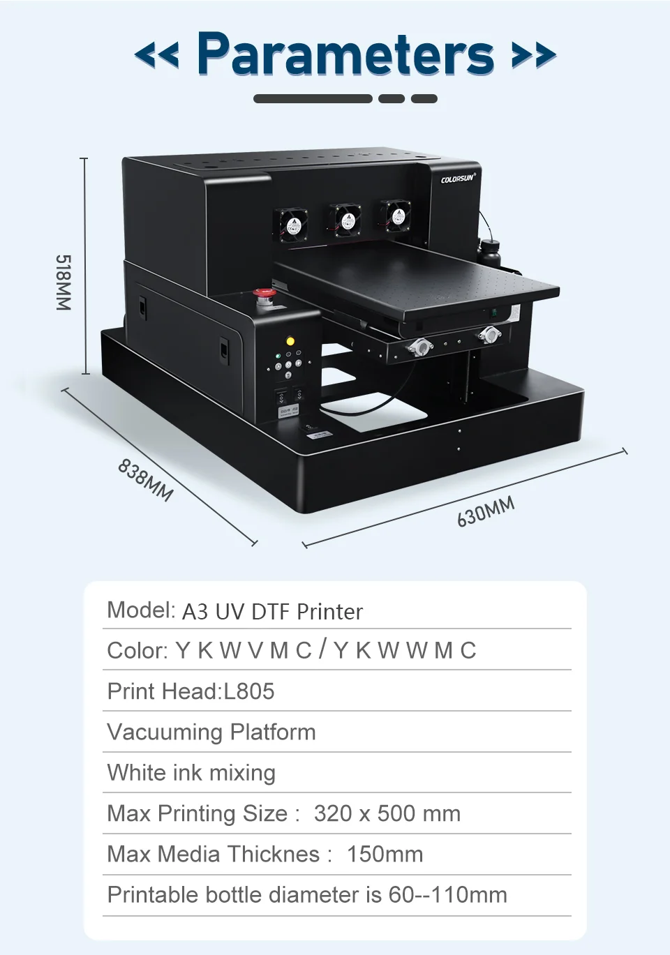 Fast Shipping Inkjet UV Printer Digital UV Sticker Printing Machine Flatbed A3 A4 Inkjet Sticker Printer With Free Bottle Holder
