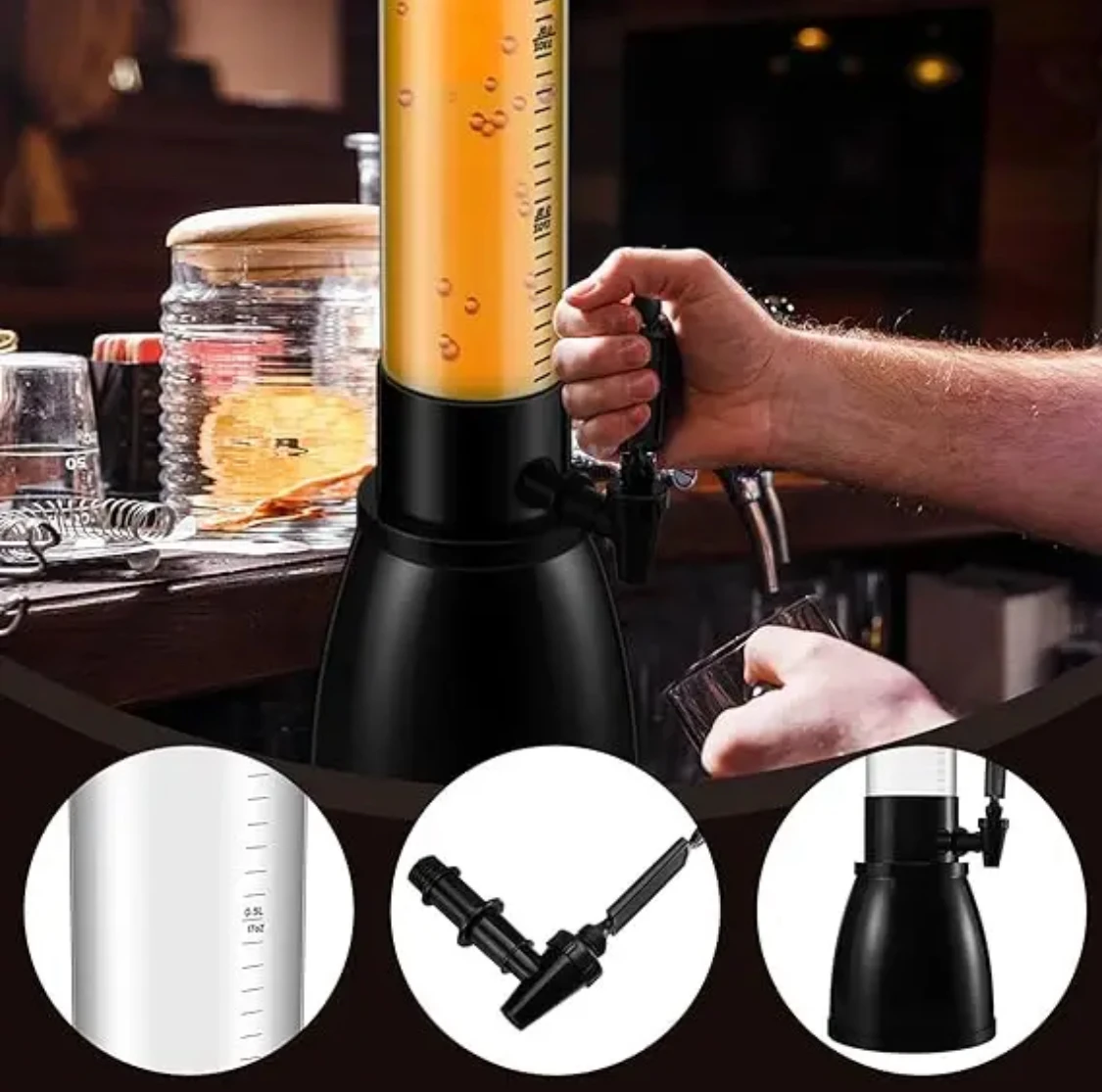 Beer Dispenser Clear Beverage Dispenser with Tap Margarita Drink Dispenser for Party Mimosa Tower