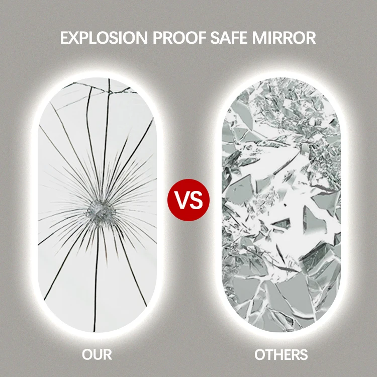 Wall Mounted Anti-Fog Smart Touch Sensor Switch LED Bathroom Mirror with Time Display