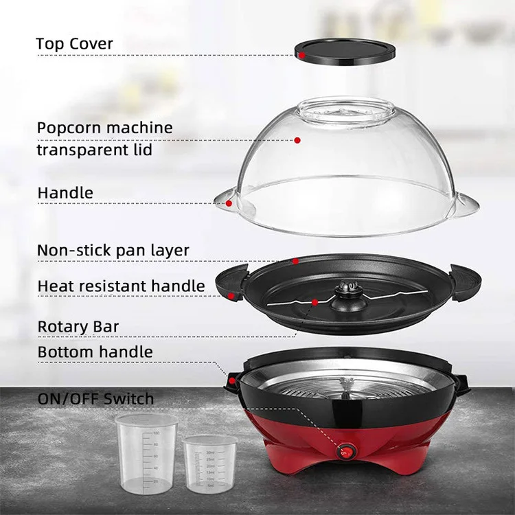 850W Large Capability Household quick-heat technology switch control high quality popcorn maker machine
