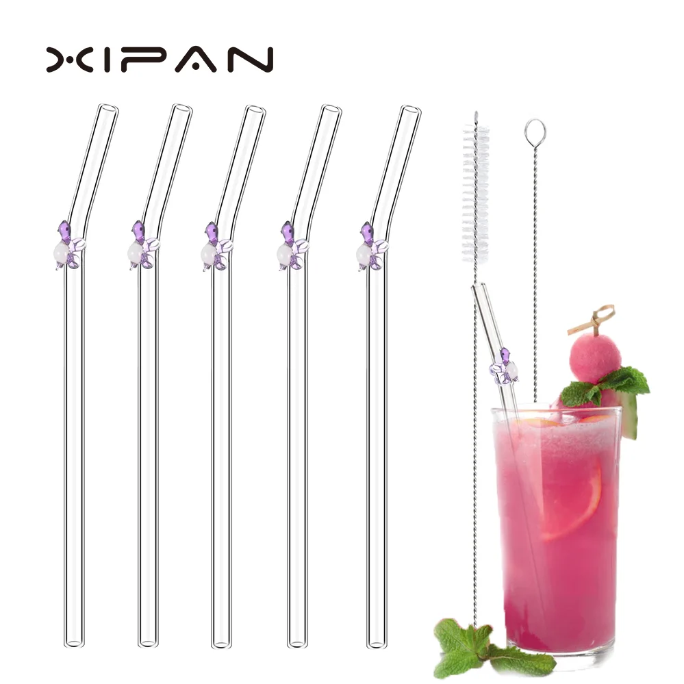 Черепашки разноцветные стеклянные соломинки чайные сок коктейльное стекло многоразовое экологически чистое изогнутое прямое для питья