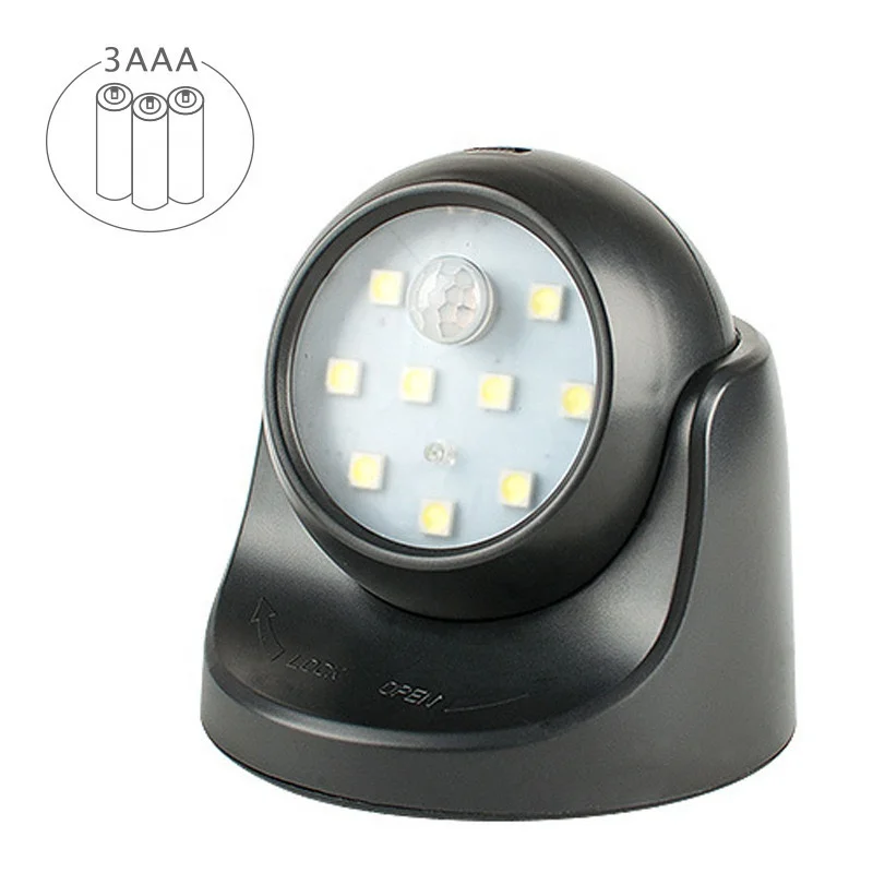 Hot Sale Adjustable Angle Battery Powered Motion Sensor Light 9 LED Motion Detecting Light For House Walls Garage Yard Porch