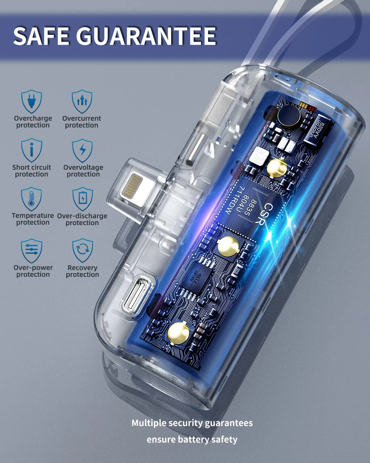 2023 Portable Charger Romoss Power Bank 8000mAh Ultra Compact Portable Phone Charger 5V3A Output Battery Pack Built-in Type-C