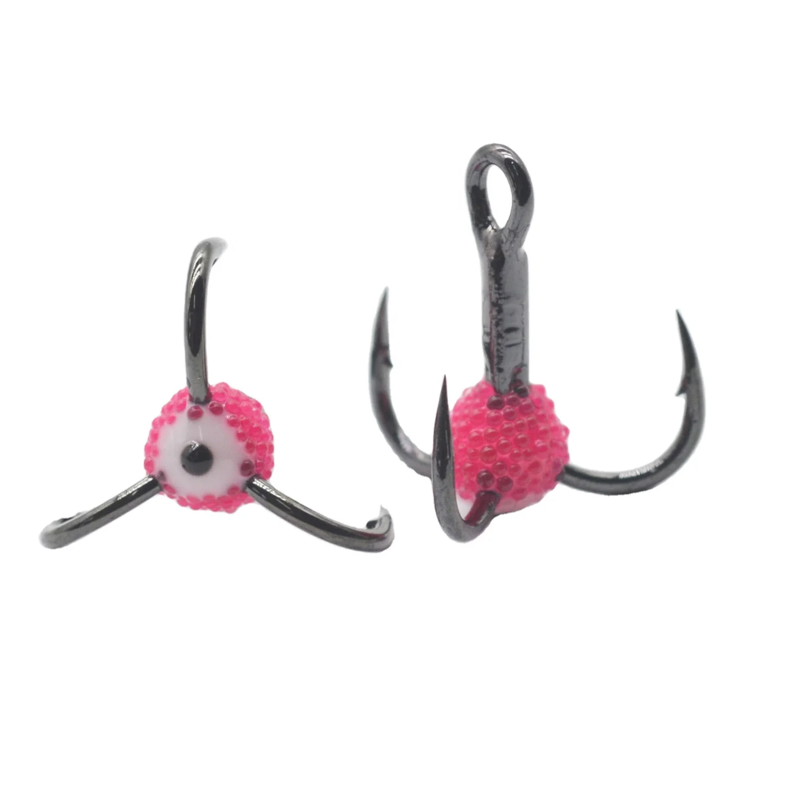 Wholesale  Ice Fishing Hook , MZ21X Treble Hooks with Epoxy Resin Head and Transparent Bead