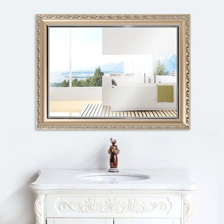 
Plastic 24 Inch Gold White Frame Living Bathroom Wall Mounted Mirror 