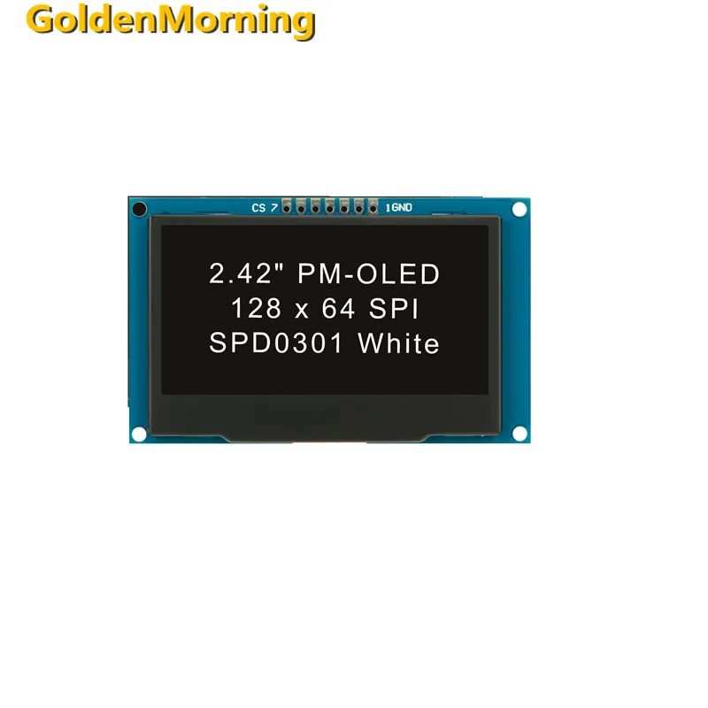OLED-дисплей с разрешением 128x64, 2,42 дюйма, с интерфейсом SPI/IIC, желтый, 3-5 в постоянного тока
