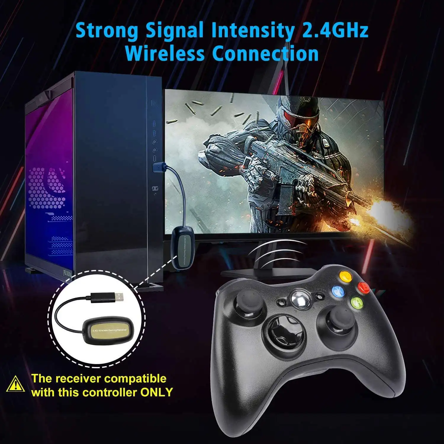 XBOX 360 Wireless Gamepad With 2.4G Receiver Joysticks & Game Controllers For Console