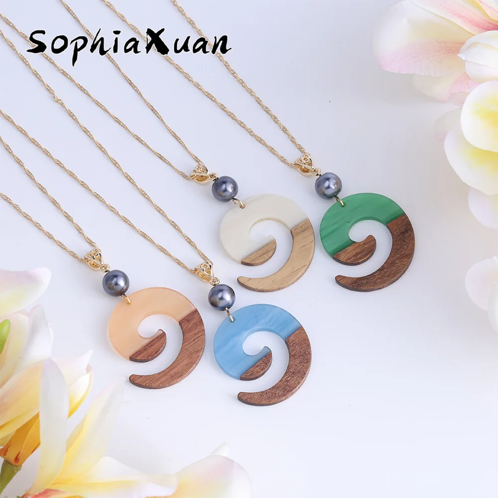 SophiaXuan New samoan hamilto graceful resin wooden Earrings polynesian set hawaiian jewelry set