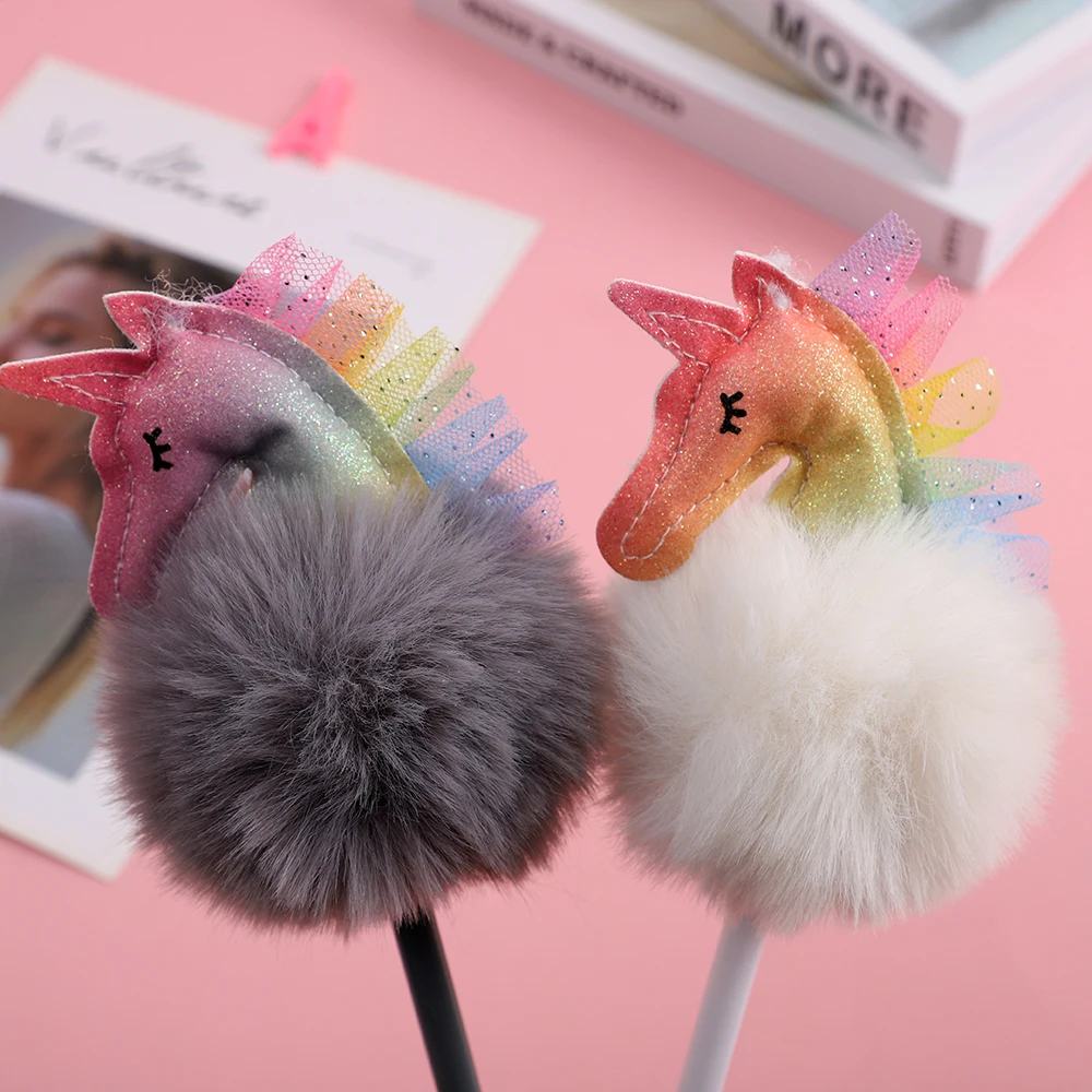 Unicorn Ball Pens Cute Plush Pink Fluffy Neuter Ballpoint Pens
