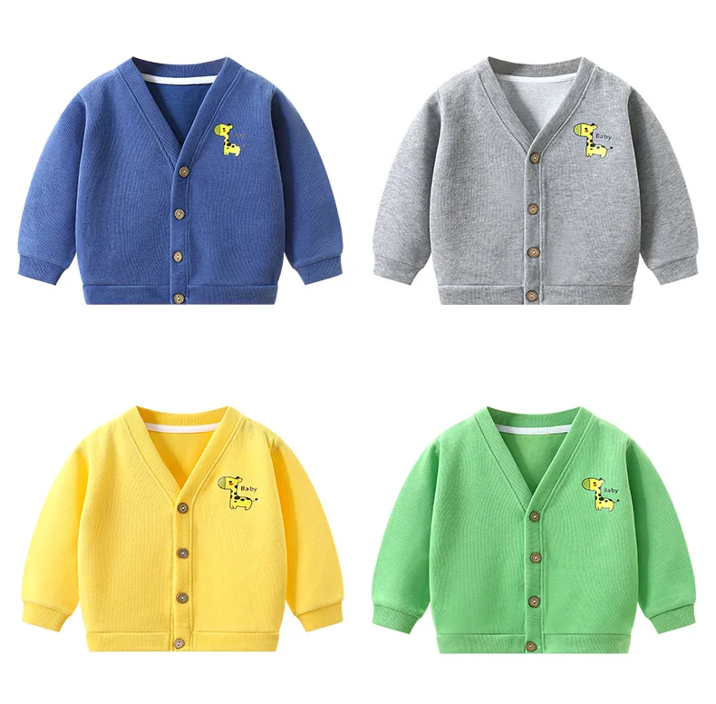Boys and Girls Solid Color Letter Kids Knitted Clothing Children Fashion Cartoon Cardigan Baby Sweater Coat