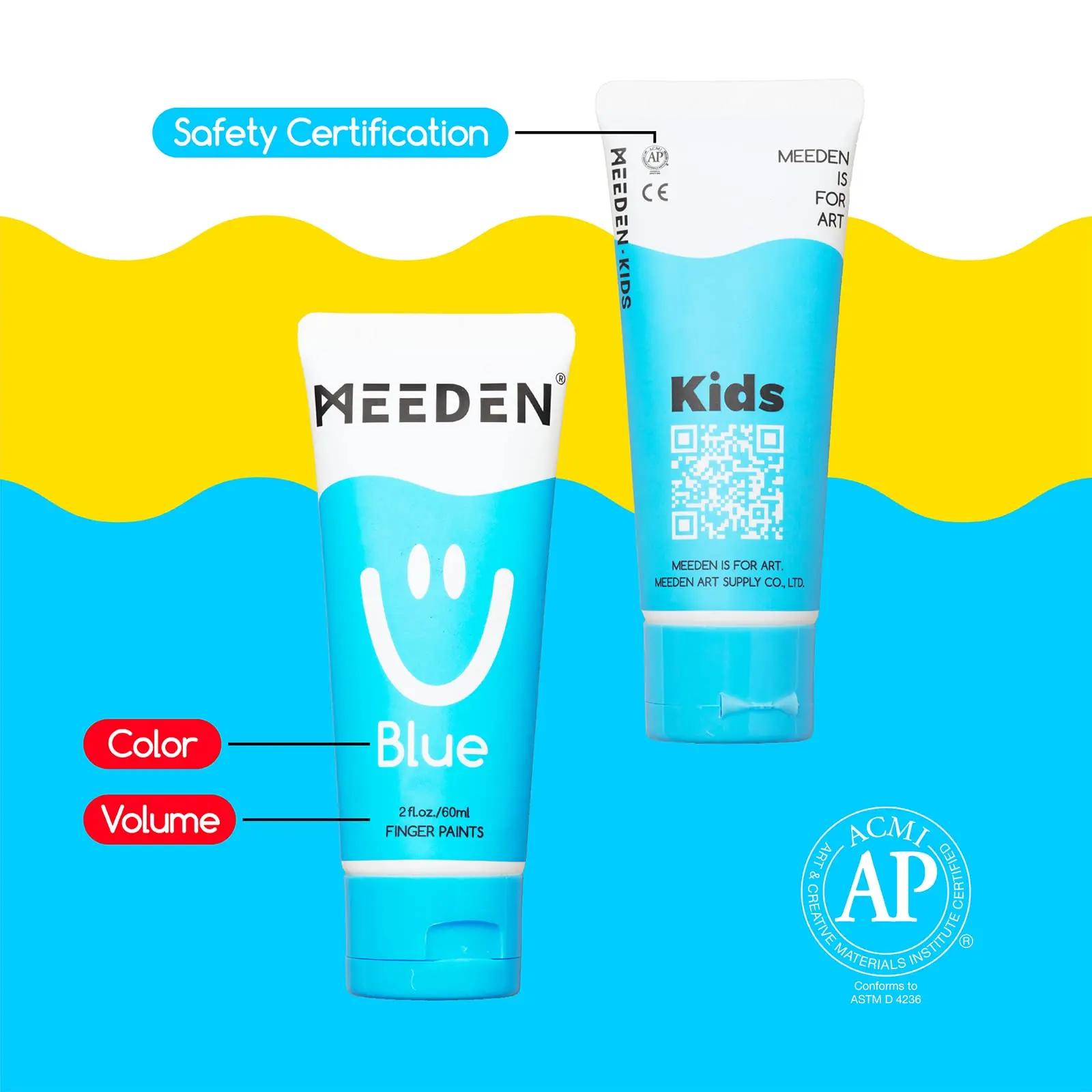 MEEDEN Пальчиковые краски для маленькой девочки; Возраст от 3 + возраст 2 fl.oz 6 видов цветов нетоксичный комплект малышей 1-3 моющийся