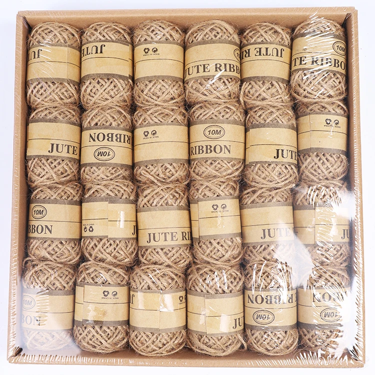 Wholesale 16 Designs 24 Rolls/box Colored Natural Jute Twine String Rope for Gift Packing and DIY Arts