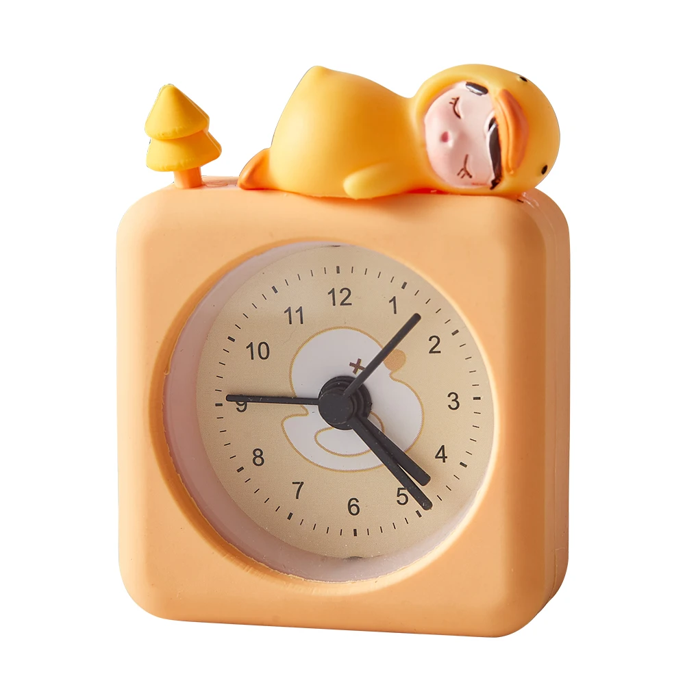 Modern home decoration resin potty duck alarm clock metal bedside clock table clock