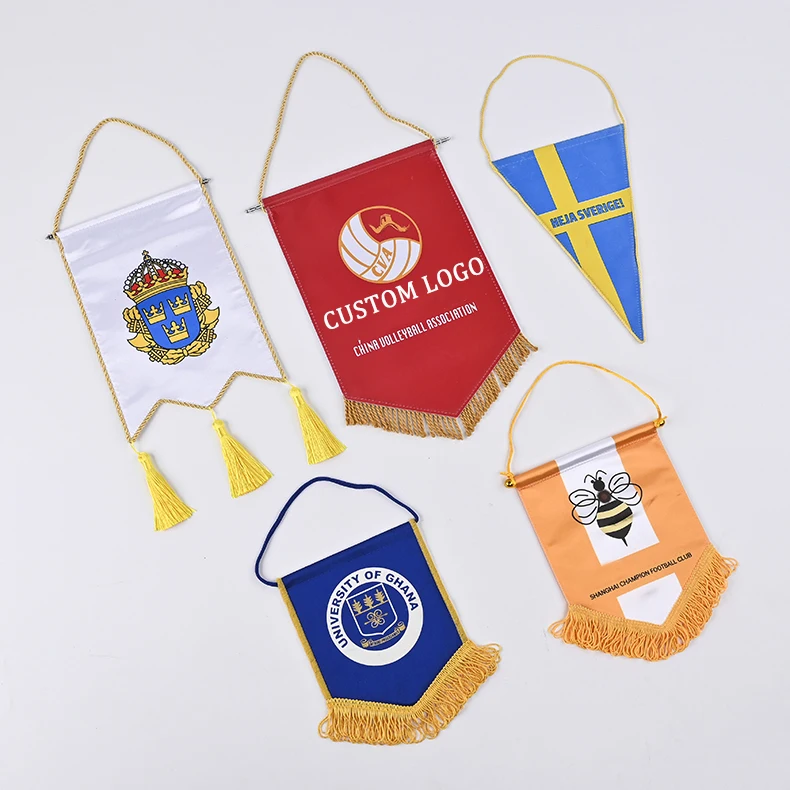 Custom Double Sided Football Flag Soccer Pennants Mini Hanging Wall Flag