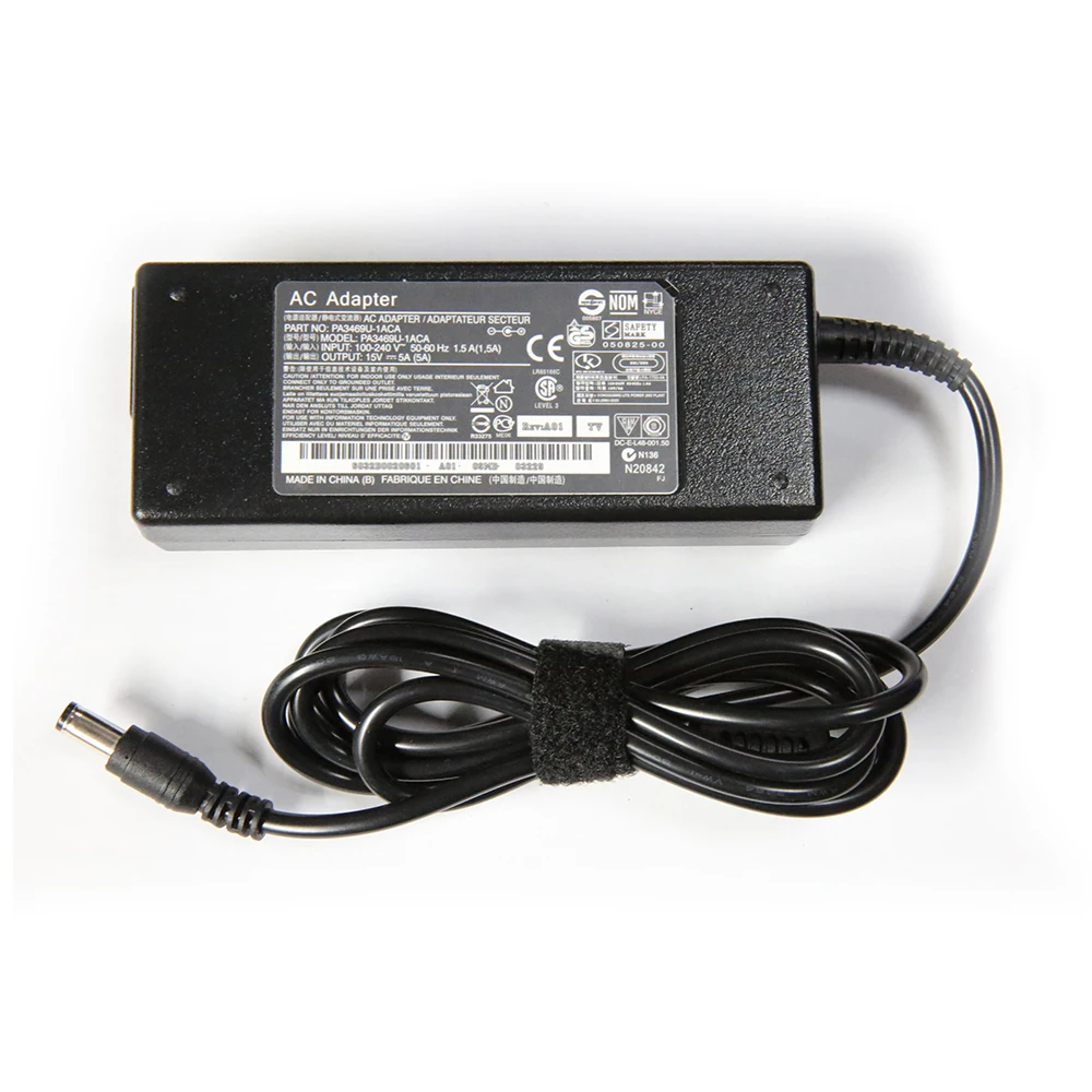 15V 5A 75W 6.3*3.0mm PC Charger for toshiba PA3241U-2ACA PA2450 Laptop AC Adapter