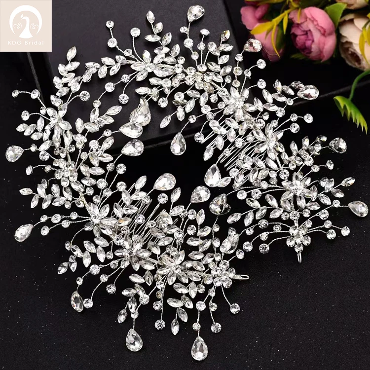 Jewelry Pieces Hot Sale Rhinestone Luxury Rhinestone Wedding Crown Comb Hair Pin Wed Crystal Bridal Hair Accessories Wedding