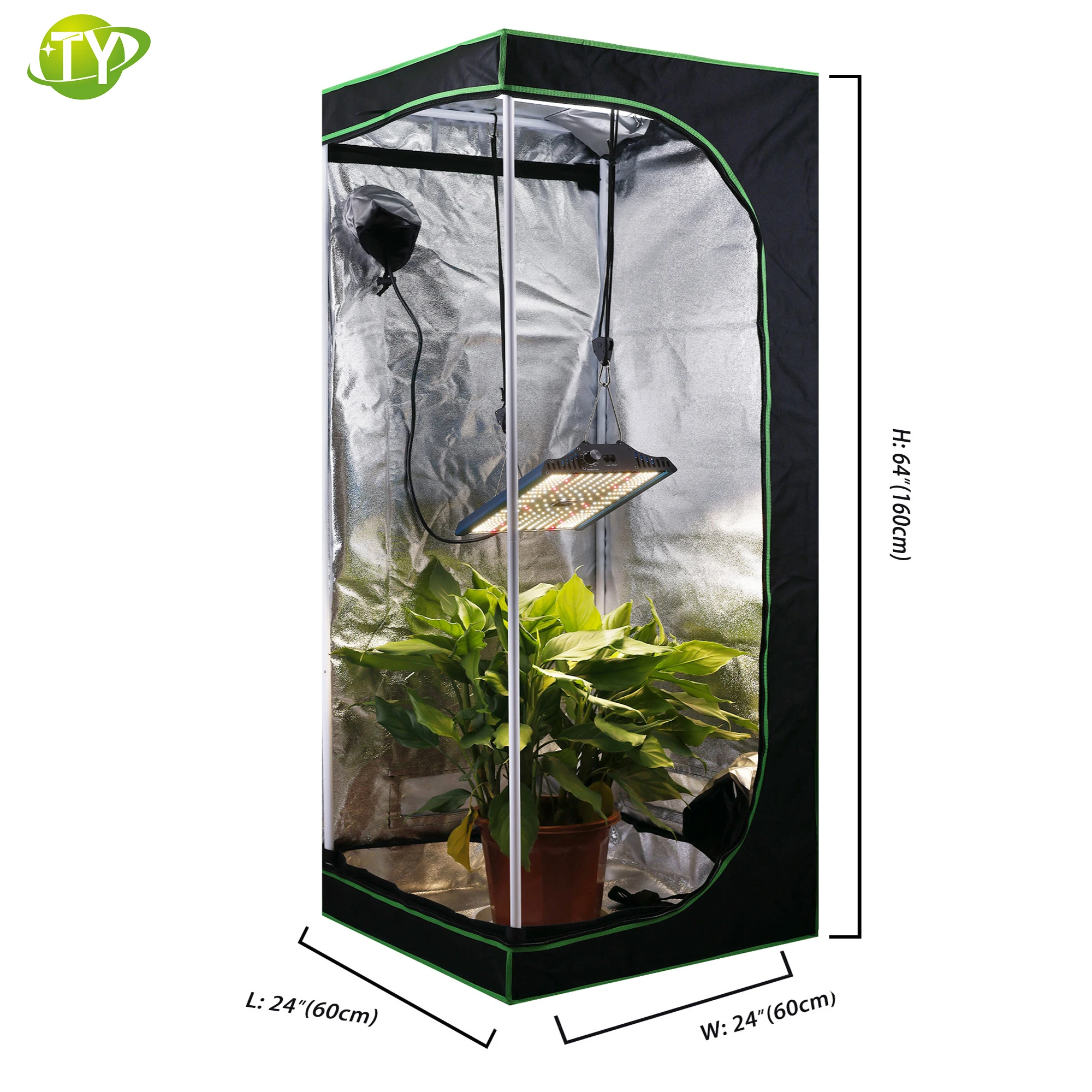 Full Spectrum Led Grow Light Bar Duct Fan Filter Indoor Growing System grow box with Removable Floor Tray 600D Oxford Cloth