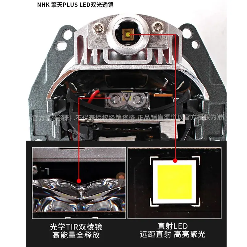 NHK Bi-LED projector 3.0 inch clear lens 55W dual reflector bowl led projector lighting