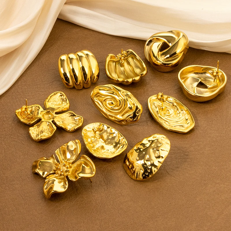 Новый дизайн из нержавеющей стали серьги-гвоздики 18 Позолоченные серьги оптом для женщин