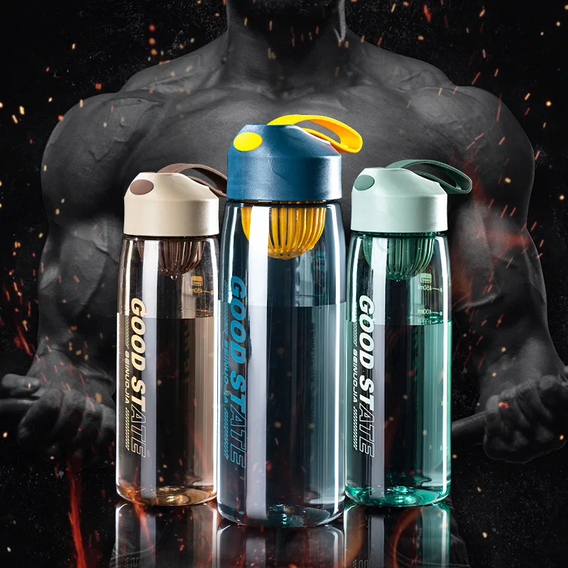 Large Capacity  Colorful Drink Juice Sports Tea Filter Tea Making Water Cup With Scale Space Cup  carry rope fitness cup