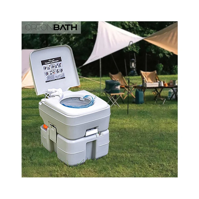 ORTONBATH Portable Toilet Indoor Outdoor Commode mobile toilet, Lightweight & Compact for Camping, Boat, Van, Emergency Use