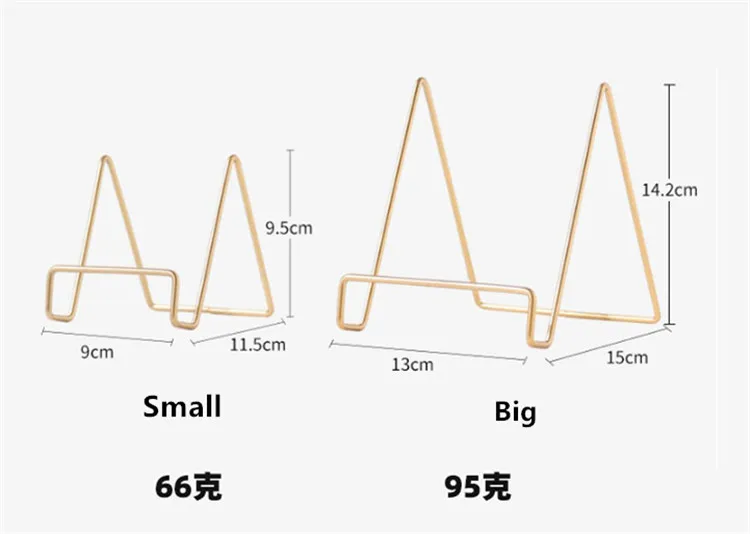 Golden Desktop Display Metal Wire Iron Card Holder Picture Holder Phone Plate Stand for Cookbooks Magazine Greeting Card Display