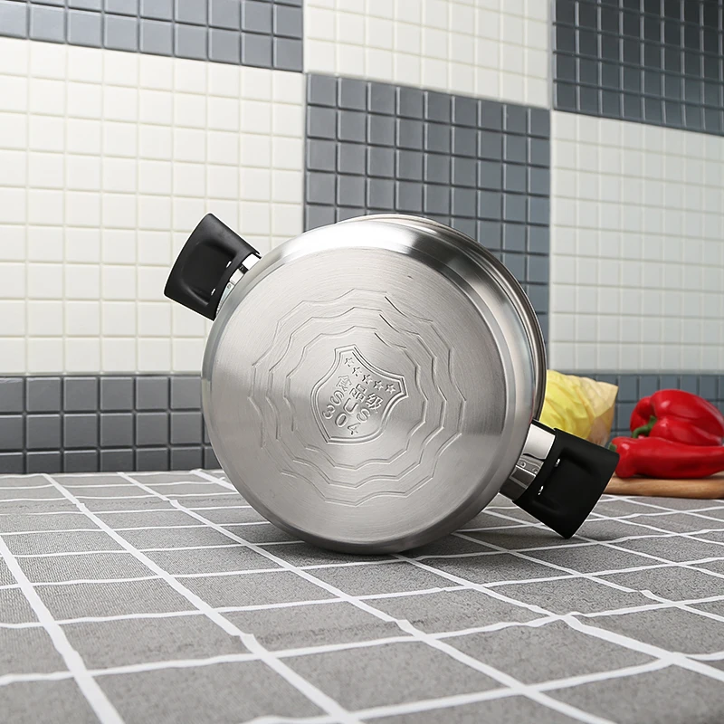 Большой горшок Круглый Кухня 3 слоя дно для еды из нержавеющей стали на складе кастрюля для супа (20 см)