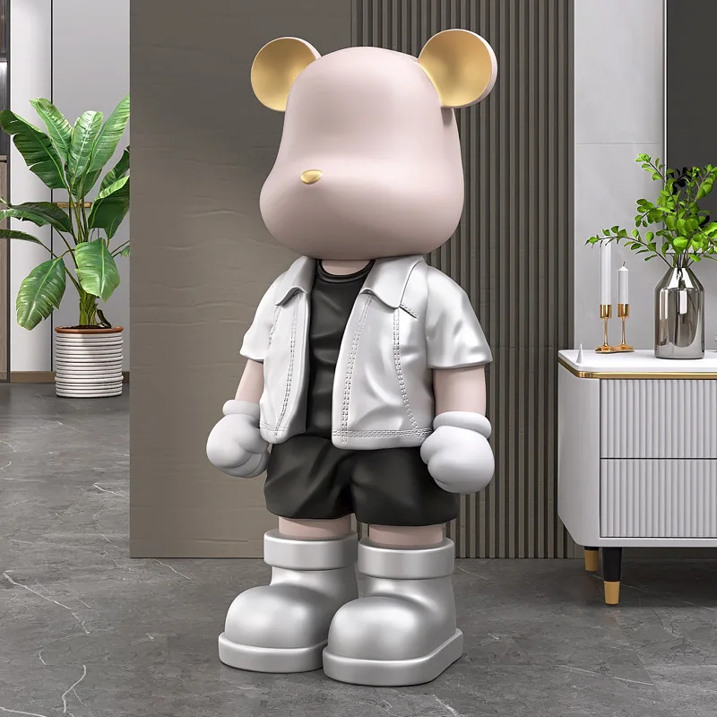 Custom Net Red Violent Bear Big Ornament Living Room Floor Modern Home Accessories Glass Fiber Material Crafts Sculpture