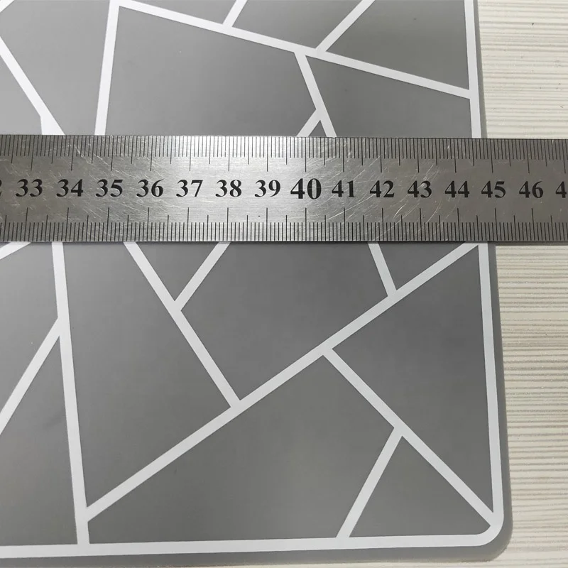 Rectangle shape thin silicone kitchen plate mat table mats with irregular geometric figures