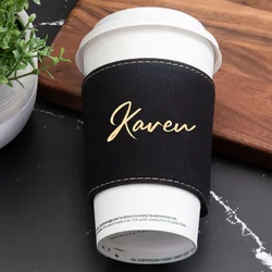 Reusable Personalized Coffee Bubble Tea Mug Sleeve Portable Custom Heat Insulated Drink Sleeve Leather Cup Holder