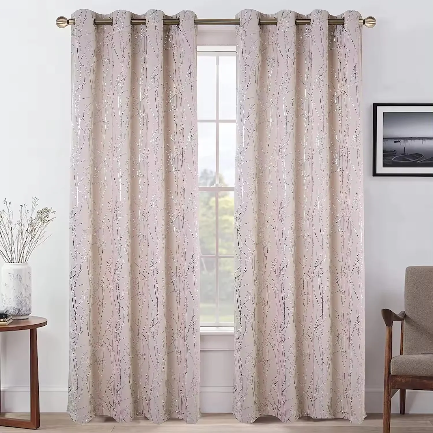 Modern Luxury Home Blackout Window Curtain Foil Print Pleated Solid Style Knitted Curtains Living Room Bedroom Cafe Hotel Use