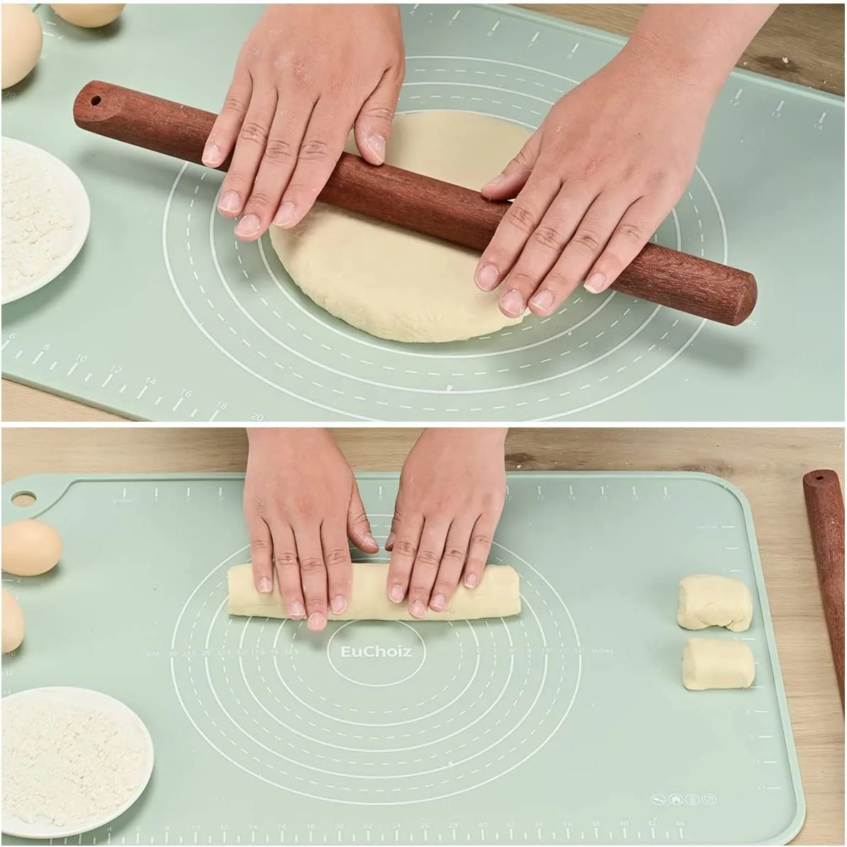 Silicone Pastry Mat and Extra Thick Non Stick Baking Mat Food Grade Silicone Dough Rolling Bake Mat with Edge Heightening