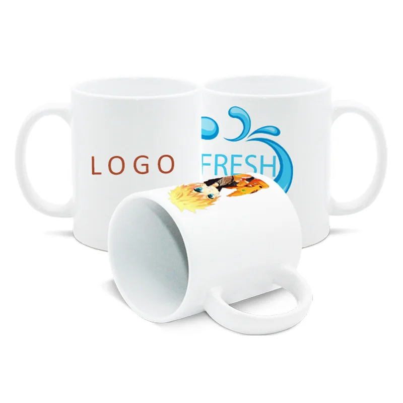 Eco friendly sublimation blanks custom logo print 11oz simple white coffee cups ceramic mug white to sublimate