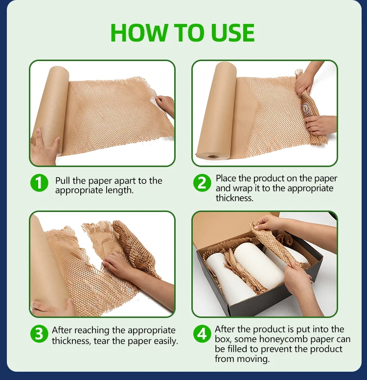 Eco-Friendly Recyclable Cushioning Wrapping Craft Paper Dispenser Corrugated Packaging Kraft Paper Roll With Shipping Boxes