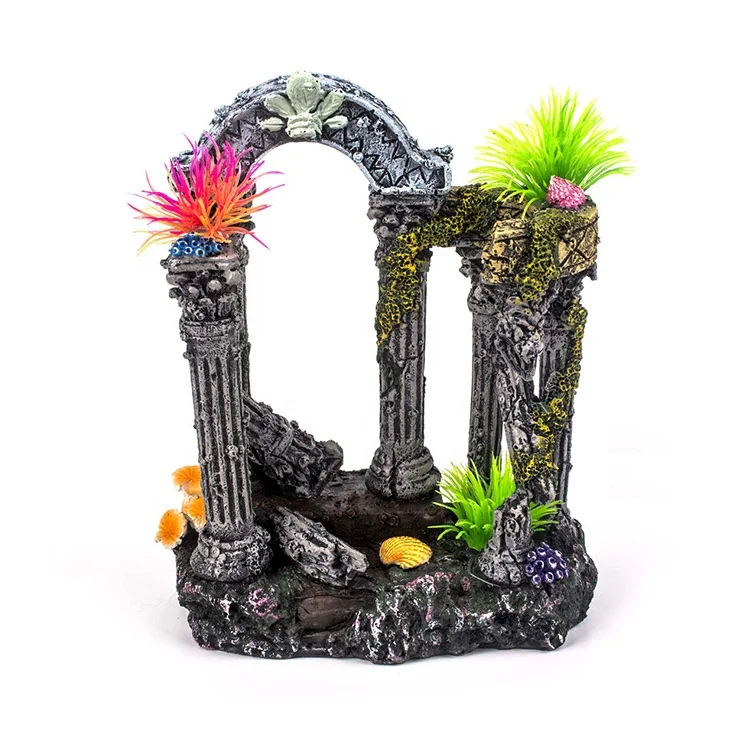 Factory supply fish tank resin roman column aquarium accessories decoration china