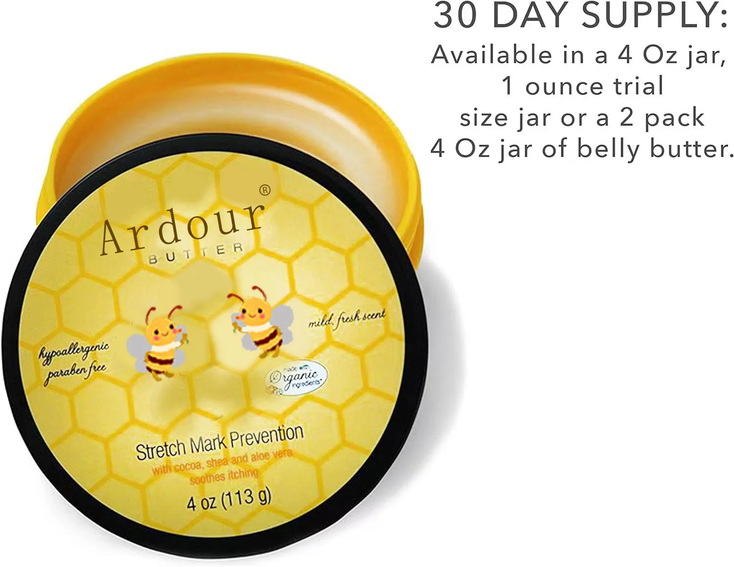 Tummy Honey Butter Pack Tummy Butter with Natural Organic Ingredients Pregnancy Baby Safe Use Daily for Fading Stretch Marks