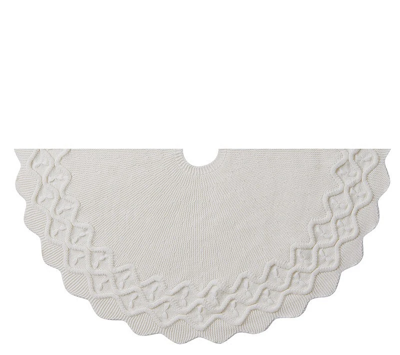 36' Christmas Tree Skirt 48 Inches Cable Knit Knitted Thick Rustic Xmas Holiday Decoration Bow Tree Skirt