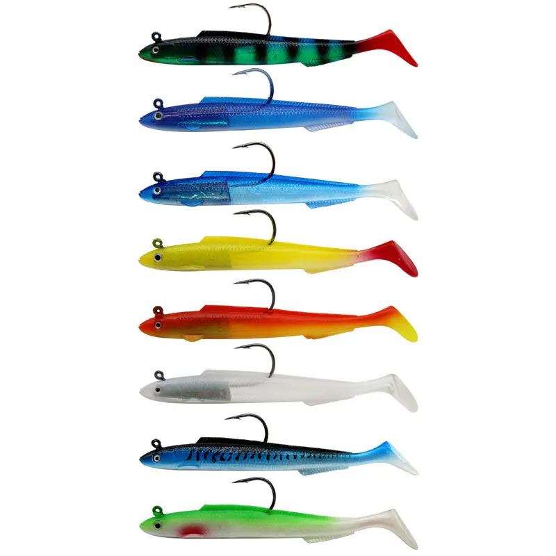5pcs Soft Tail Swim Baits Lead Fish  Cod Fishing Swimming Lure in Saltwater