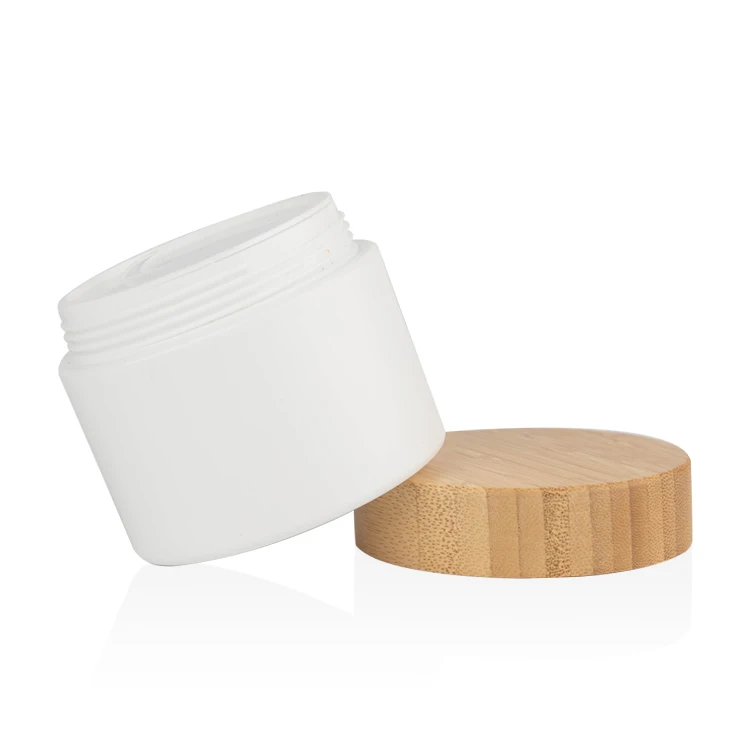 luxury 150g white bamboo plastic jar with bamboo lid plastic jar with bamboo cap