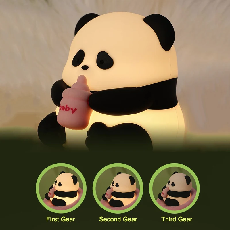 New Cute Cartoon Panda Night Light LED Usb Rechargeable Bedside Lamp Home Decor Night light For Child Gift