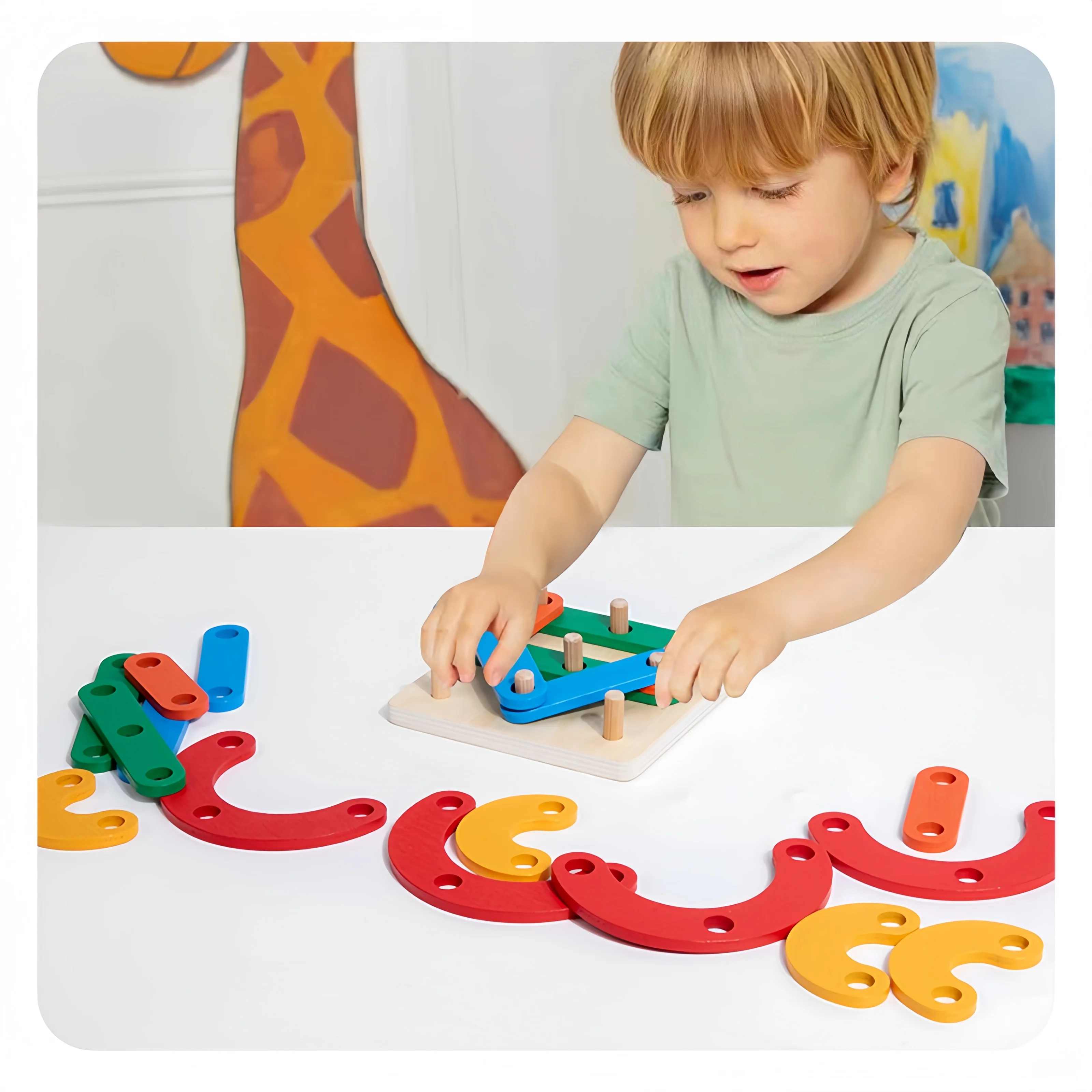 Factory Kids Creative Geometry Puzzles Board 2 In 1 Montessori Tictactoe Toys Children Educational Wooden Jigsaw Puzzles Toys