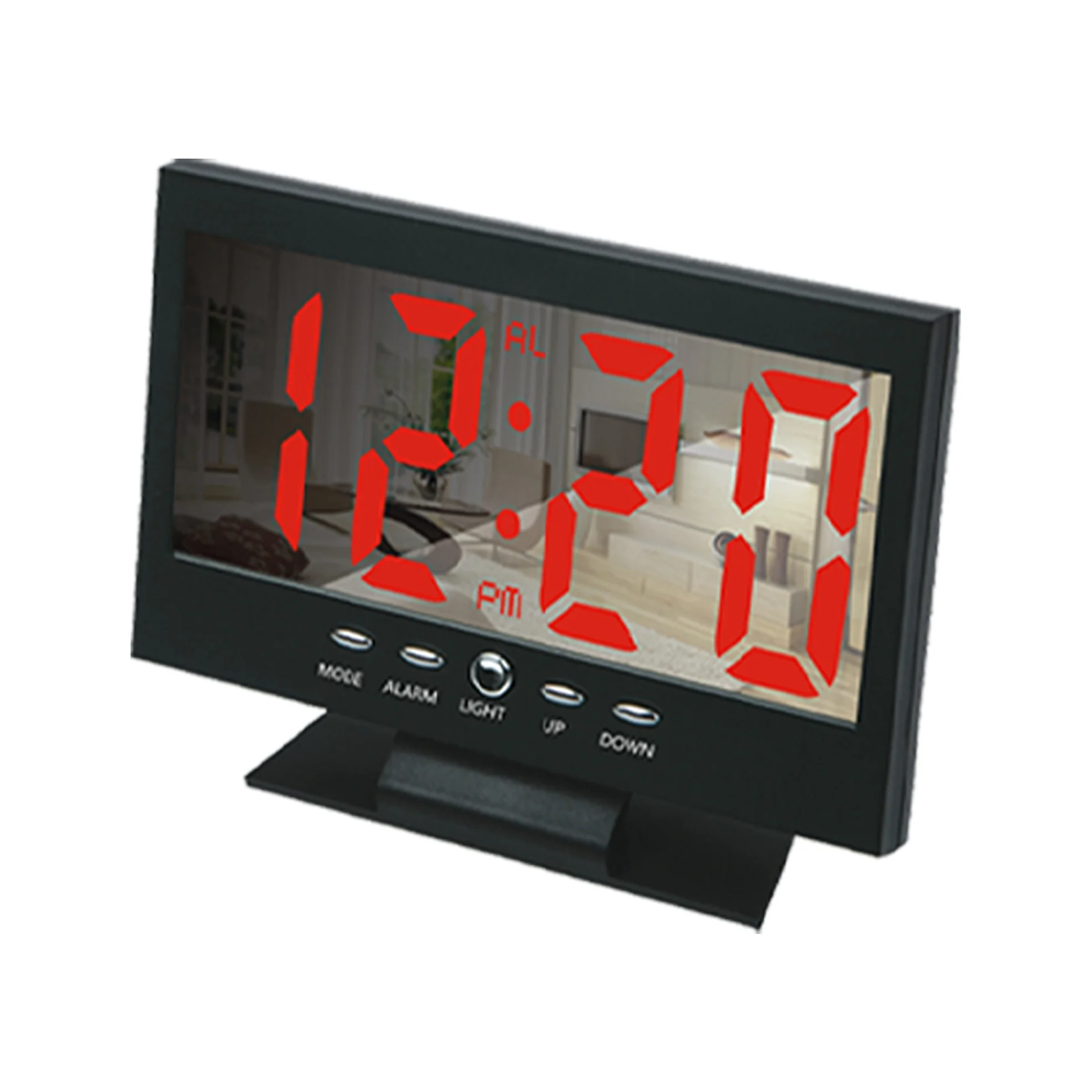 2023 Adjustable Brightness Snooze  Large Modern LED Desk Table Mirror Alarm Clock Wall home decor digital alarm  desk clock