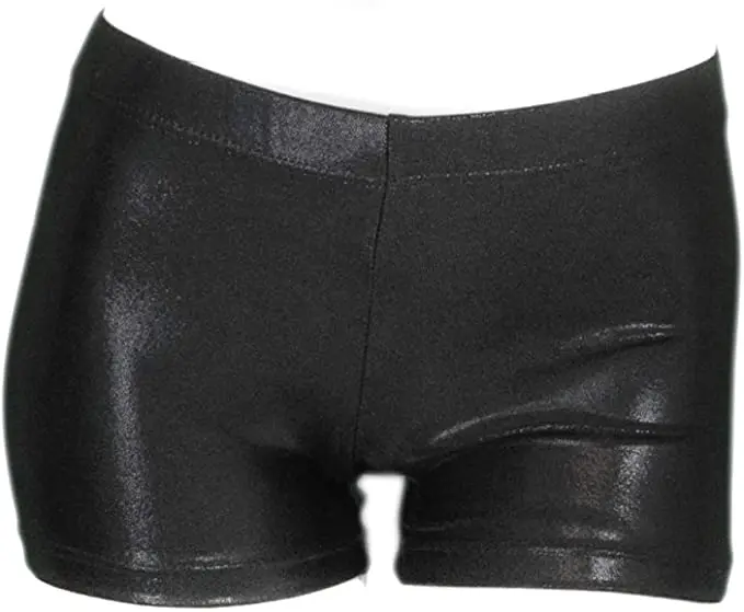 Black Shiny Cheerleading Athletic Dance Gymnastics Shorts for Girls