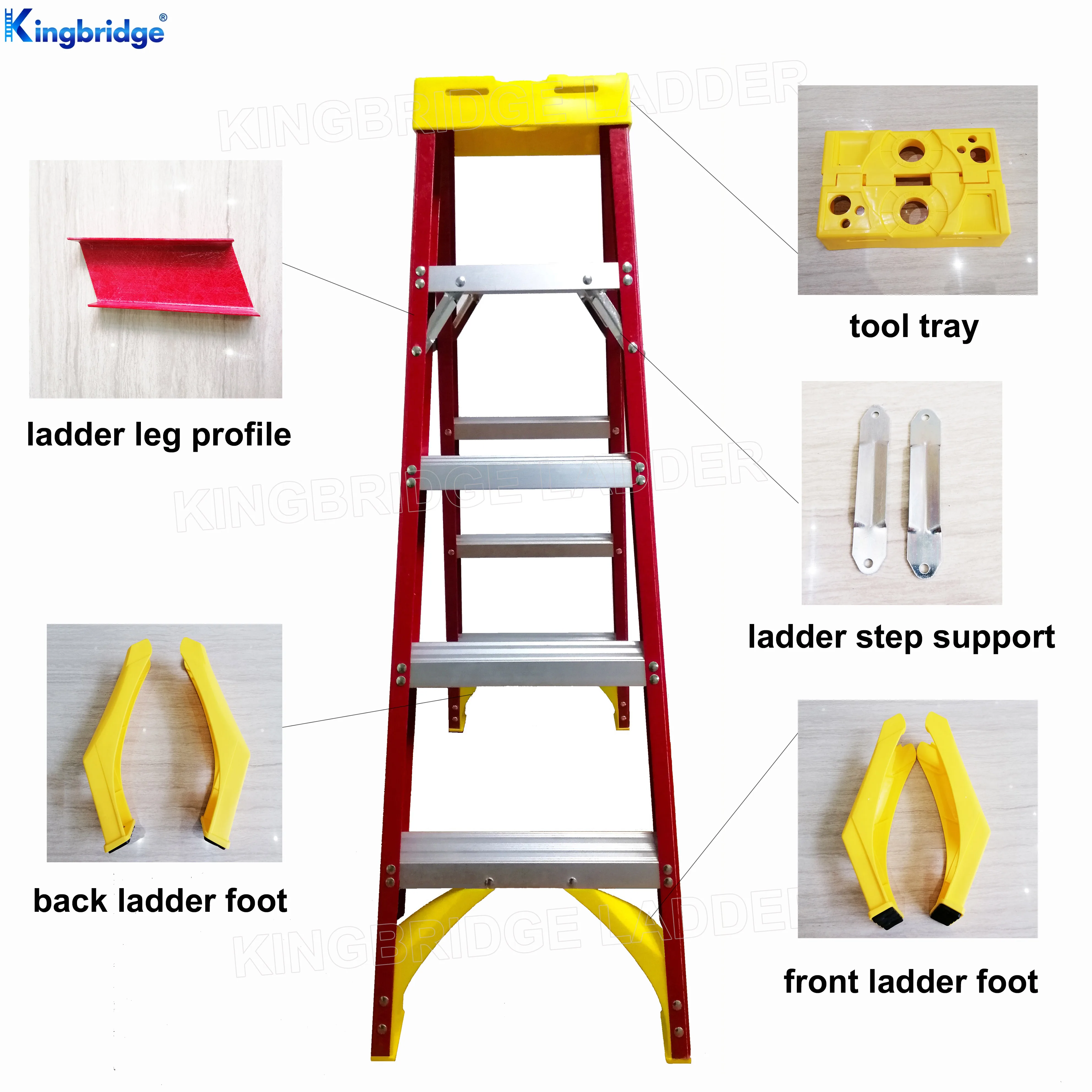 Fiberglass A Type Double Side Ladder Plastic Hard Tool Tray And Parts