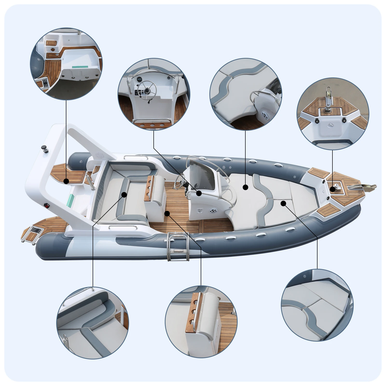 new arrival CE 7m 23.3ft Luxury RIB Hypalon Inflatable Fishing Rowing rib Boat